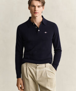 Gant Superfine Lambswool Polo Sweater Marine