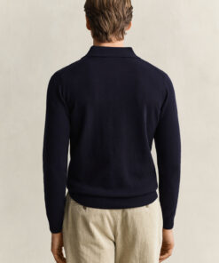 Gant Superfine Lambswool Polo Sweater Marine