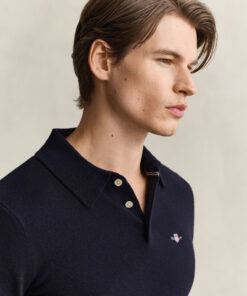 Gant Superfine Lambswool Polo Sweater Marine