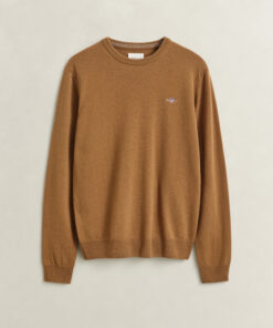 Gant Gant Superfine Lambswool Crew Neck Caramel Brown