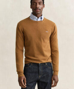 Gant Gant Superfine Lambswool Crew Neck Caramel Brown