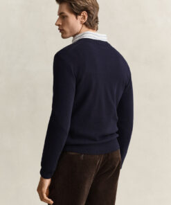 Gant Lambswool V-Neck Sweater Marine