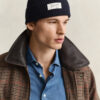 Gant Ribbed Logo Beanie Evening Blue