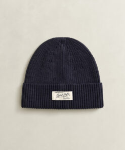 Gant Ribbed Logo Beanie Evening Blue