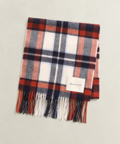 Gant Checked Wool Scarf Cream