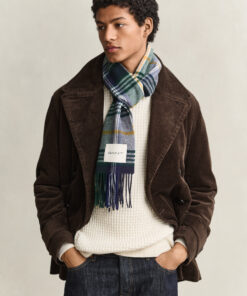 Gant Checked Wool Scarf Marine
