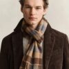 Gant Checked Wool Scarf Warm Khaki
