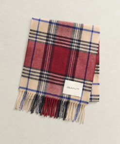 Gant Checked Wool Scarf Pumped Red