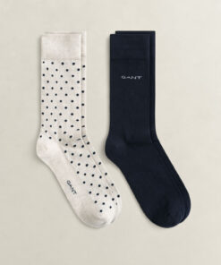 Gant 2-Pack Dot & Solid Socks Seed Melange