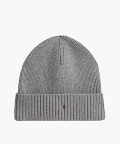 Tommy Hilfiger Hilfiger Flag Embroidery Beanie With Cashmere Medium Grey Heather