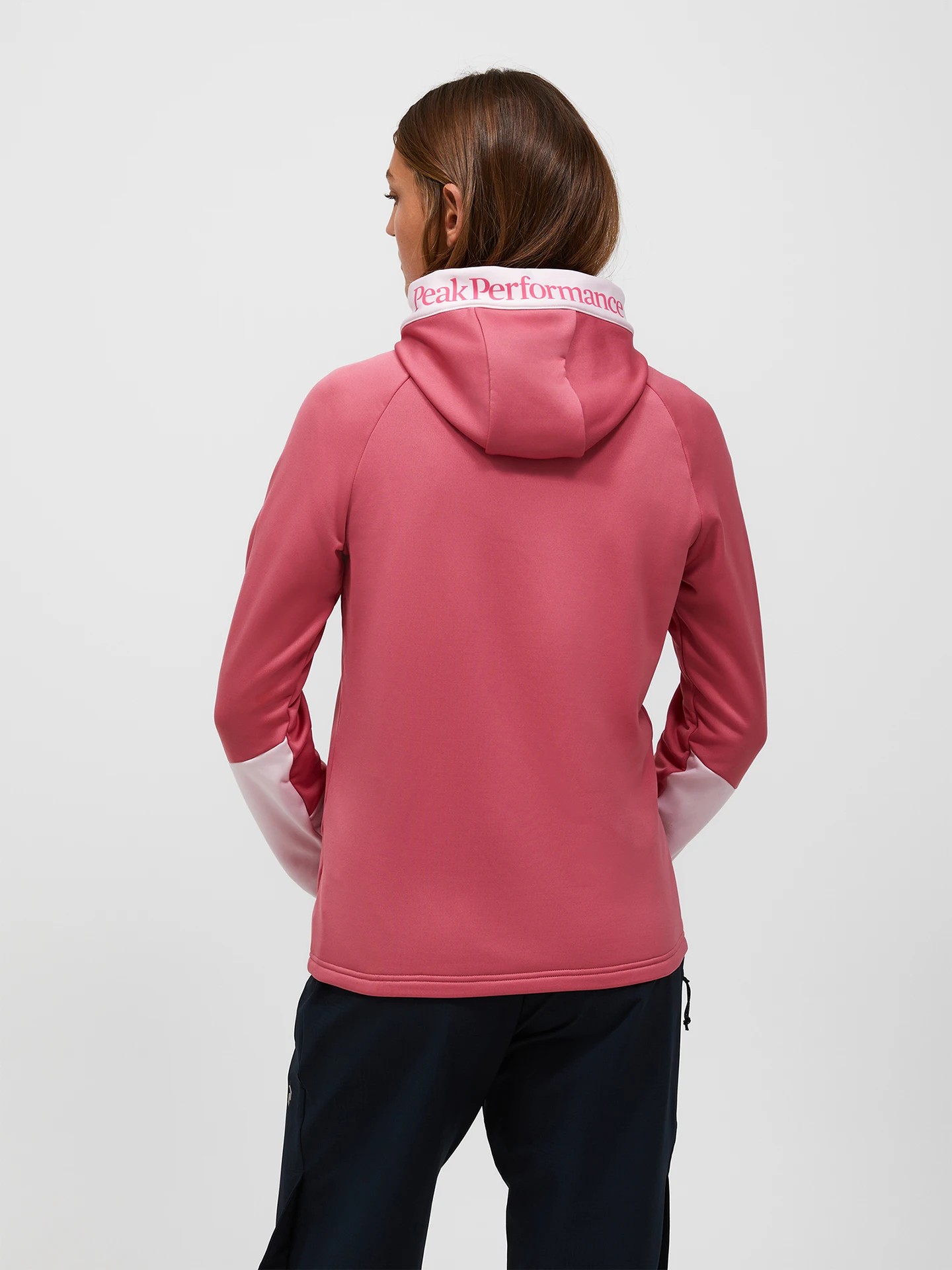 Peak Performance Rider Essentials Midlayer Zip Hood Women Mountain Blush Frosted Blossom