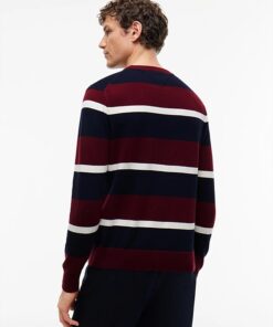 Tommy Hilfiger Crew Neck Jumper With Cashmere Burgundy Navy Blue