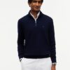 Tommy Hilfiger Mock Neck Quarter-Zip Jumper With Cashmere Navy Blue
