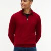 Tommy Hilfiger Mock Neck Quarter-Zip Jumper With Cashmere Regatta Red