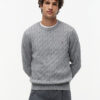 Tommy Hilfiger Cable Knit Crew Neck Jumper Medium Grey Heather