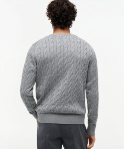 Tommy Hilfiger Cable Knit Crew Neck Jumper Medium Grey Heather