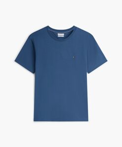 Tommy Hilfiger Flag Embroidery Crew Neck T-Shirt Aegean Sea