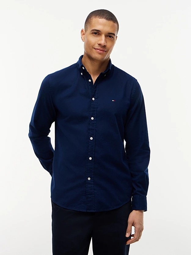 Tommy Hilfiger Regular Fit Flex Flannel Shirt Carbon Navy