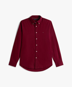 Tommy Hilfiger Regular Fit Flex Flannel Shirt Burgundy