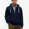 Tommy Hilfiger Flag Embroidery Fleece Zip Thru Hoody Navty Blue