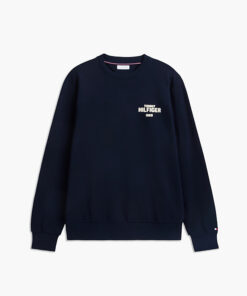 Tommy Hilfiger 1985 Logo Terry Crew Neck Sweatshirt Navy Blue