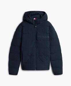 Tommy Hilfiger Detachable Hood Puffer Jacket Navy Blue