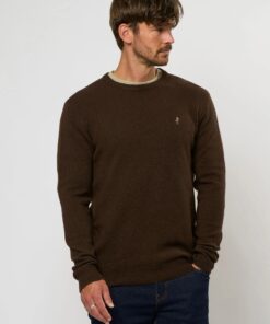 MCS Adrian Lambswool Knit Dark Brown Melange