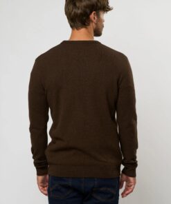 MCS Adrian Lambswool Knit Dark Brown Melange