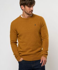 MCS Adrian Lambswool Knit Leather Brown Melange