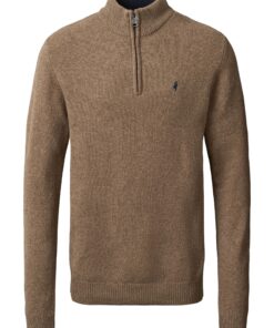 MCS MCAxel Half-zip Lambswool Knit Brown Melange