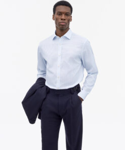 Tiger of Sweden Adley C Cotton Stripe Shirt Light Blue