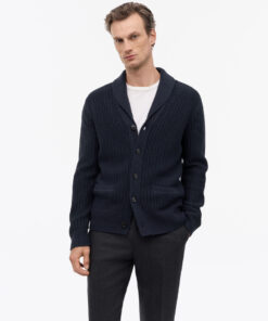 Tiger of Sweden Lester Chunky Textured Cardigan Dark Blue
