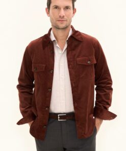 Oscar Jacobson Magnus Regular Fit Overshirt Cottonstretch Orange