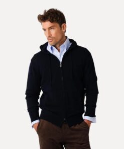 Less Worries Cashmere Blend Hoodie Navy