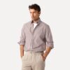 Less Worries Pinstripe Shirt Brick