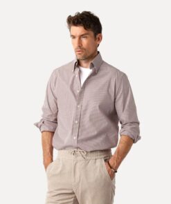 Less Worries Pinstripe Shirt Brick