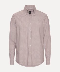 Less Worries Pinstripe Shirt Brick