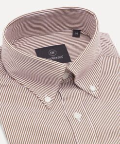 Less Worries Pinstripe Shirt Brick