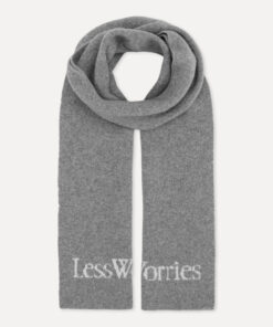 Less Worries Cashmere Blend Logo Scarf Grey