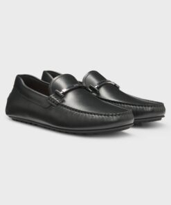 Boss Nappa Leather Driver Shoes With Branded Hardware Black
