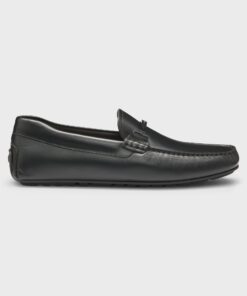Boss Nappa Leather Driver Shoes With Branded Hardware Black