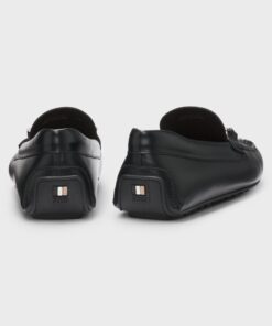 Boss Nappa Leather Driver Shoes With Branded Hardware Black