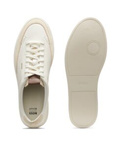 Boss Kieran Leather Sneakers With Suede Trims Open White