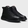 Hugo Grainy Leather Boots With Embossed Logo Black
