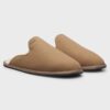 Boss Shearling Lined Slippers With Logo Detail Beige
