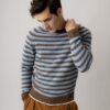 Mos Mosh Gallery MMGCarlos Stripe Crew Neck Knit Chocolate Brown Melange