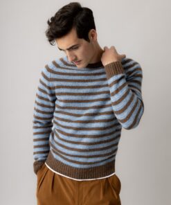 Mos Mosh Gallery MMGCarlos Stripe Crew Neck Knit Chocolate Brown Melange