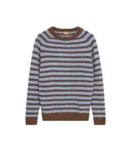 Mos Mosh Gallery MMGCarlos Stripe Crew Neck Knit Chocolate Brown Melange