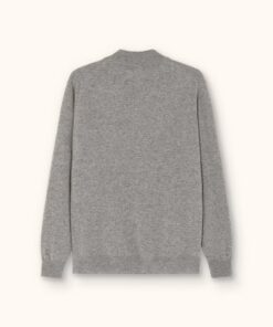 Oscar Jacobson Patton Regular Fit Half Zip Soft Wool Cashmere Sweater Light Grey