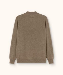 Oscar Jacobson Patton Regular Fit Half Zip Soft Wool Cashmere Sweater Beige